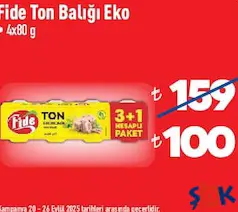 FİDE TON BALIĞI EKO 4X80 G fiyat ve kampanya bilgisi